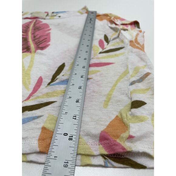 Cynthia Rowley 100% Linen Short Sleeve Tropical Leaves Print Boxy Top Pullover L - Picture 7 of 8